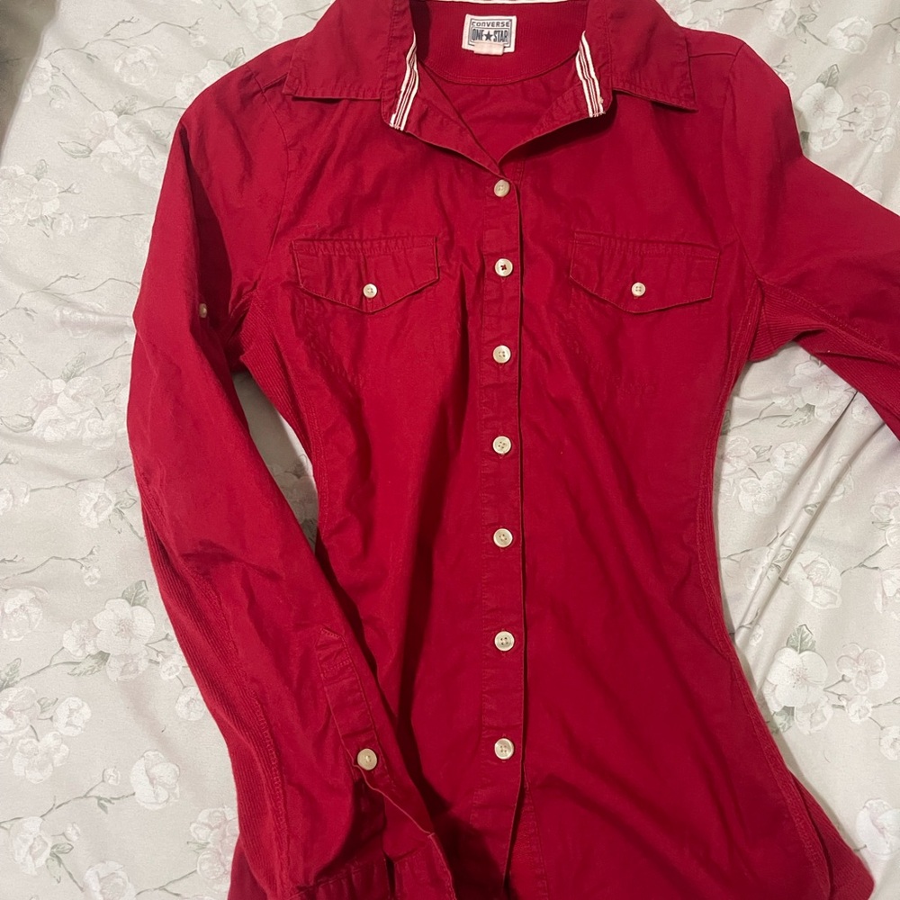 Converse Red Collar Shirt